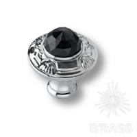 0Z5747.BN0.50 Ручка кнопка с черным кристаллом Swarovski эксклюзивная коллекция, глянцевый хром