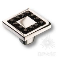 0771-005-2 BLACK Ручка кнопка, латунь с чёрными кристаллами Swarovski, глянцевый хром