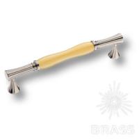 2204-51-160-YELLOW PEARL Ручка скоба керамика с металлом, жёлтый/глянцевый никель 160 мм
