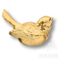90047-АС Ручка кнопка мебельная "Птичка терра" правая, слоновая кость с патиной светлое золото