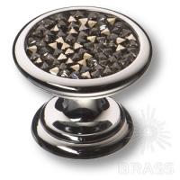 07150-517 Ручка кнопка c серебряными кристаллами Swarovski, цвет - глянцевый хром