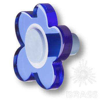 698AZX Ручка-кнопка детская коллекция, выполненная в форме цветка с пятью лепестками, цвет голубой