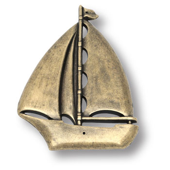 4430.0144.002 Накладка декоративная в форме парусника морская коллекция, старая бронза