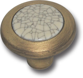 9831-805 Ручка кнопка керамика с серой "паутинкой", античная бронза