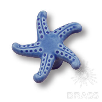317M1 Ручка кнопка звезда керамическая из морской коллекции, цвет синий