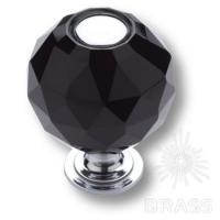 0737-520-2-BLACK Ручка кнопка с кристаллом, глянцевый хром