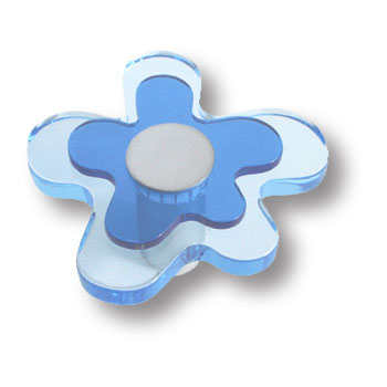 678AZ Ручка кнопка детская, цветок голубой