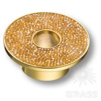 STONE32/O-SW/O Ручка кнопка c золотыми кристаллами Swarovski, глянцевое золото 32 мм