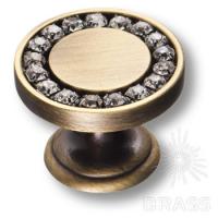 0776-013 Ручка кнопка с кристаллами Swarovski, старая бронза