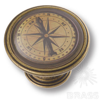550BR76 Ручка кнопка, компас, старая бронза
