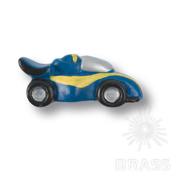 356AZ Ручка кнопка детская, машина гоночная синяя