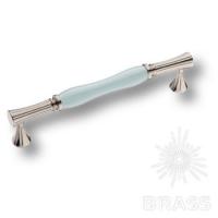 2204-51-160-BLUE PEARL Ручка скоба керамика с металлом, голубой/глянцевый никель 160 мм