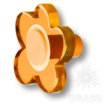 698NAX Ручка кнопка детская коллекция, выполненная в форме цветка с пятью лепестками, оранжевый