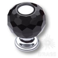 0737-520-1-BLACK Ручка кнопка с кристаллом, глянцевый хром