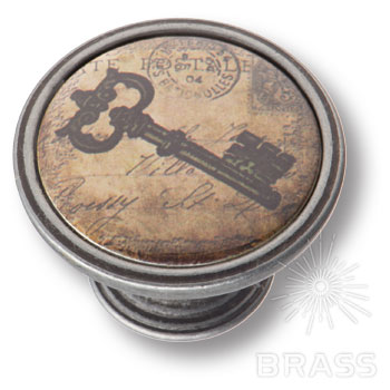 550PT42 Ручка кнопка — THE OLD CROWN, старое серебро