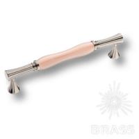 2204-51-160-PINK PEARL Ручка скоба керамика с металлом, розовый/глянцевый никель 160 мм