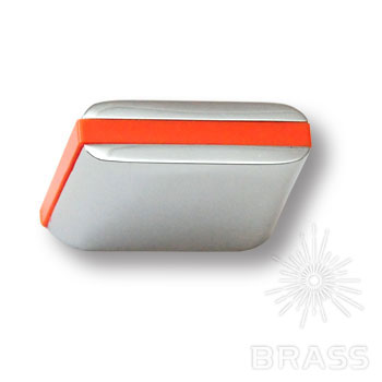 429025MP02PL09 Ручка кнопка модерн, глянцевый хром с оранжевой вставкой
