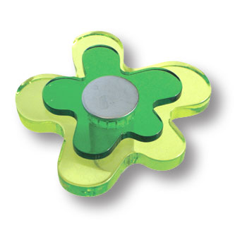 678VE Ручка кнопка детская, цветок зеленый