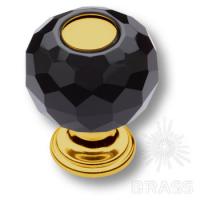 0737-320-1-BLACK Ручка кнопка, латунь с черным кристаллом, глянцевое золото