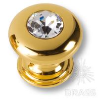 0775-003-2 Ручка кнопка, латунь с кристаллом Swarovski, глянцевое золото 