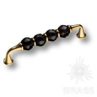 2537-320-128-BLACK Ручка скоба с кристаллами, глянцевое золото 128 мм