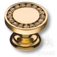 0776-003 Ручка кнопка с кристаллами Swarovski, глянцевое золото