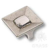 15.326.32.SWA.16 Ручка кнопка с кристаллом Swarovski, старое серебро 32 мм