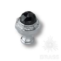 0Z5746.BN0.50 Ручка кнопка с черным кристаллом Swarovski эксклюзивная коллекция, глянцевый хром
