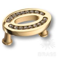 2577-003-32 Ручка кнопка, латунь с кристаллами Swarovski, глянцевое золото 32 мм