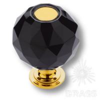 0737-320-2-BLACK Ручка кнопка, латунь с черным кристаллом, глянцевое золото