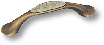 9822-805 Ручка скоба керамика с серой "паутинкой", античная бронза 96 мм