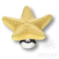 STAR 002 Ручка кнопка, жёлтый/глянцевый хром