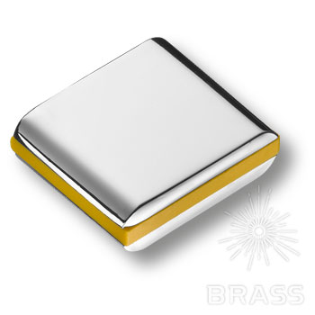 429025MP02PL08 Ручка кнопка модерн, глянцевый хром с жёлтой вставкой
