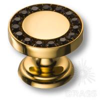 0776-003 BLACK Ручка кнопка с кристаллами Swarovski, глянцевое золото