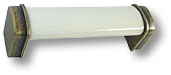 397B1 Ручка скоба керамика с металлом, цвет молочный 96 мм