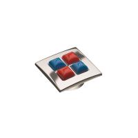 7164.0038.026/красно-синий  Ручка кнопка эксклюзивная коллекция, глянцевый хром