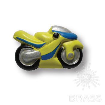 355AM Ручка кнопка детская, мотоцикл желтый
