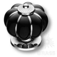 S-105-10-BLACK-SILVER LINE Ручка кнопка, чёрный/глянцевый хром