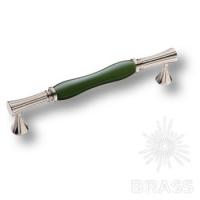 2204-51-160-GREEN PEARL Ручка скоба керамика с металлом, зелёный/глянцевый никель 160 мм
