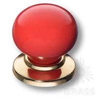 3005-60-RED Ручка кнопка керамика с металлом, красный/глянцевое золото