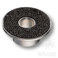 STONE32/CP-SW/N Ручка кнопка c чёрными кристаллами Swarovski, цвет покрытия - глянцевый хром 32 мм