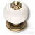 3020-013-000 Ручка кнопка керамика с металлом, белый/старая бронза