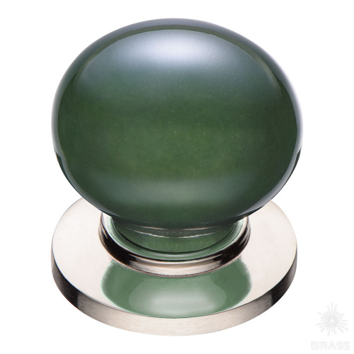 3005-51-GREEN PEARL Ручка кнопка, глянцевый никель/зелёный